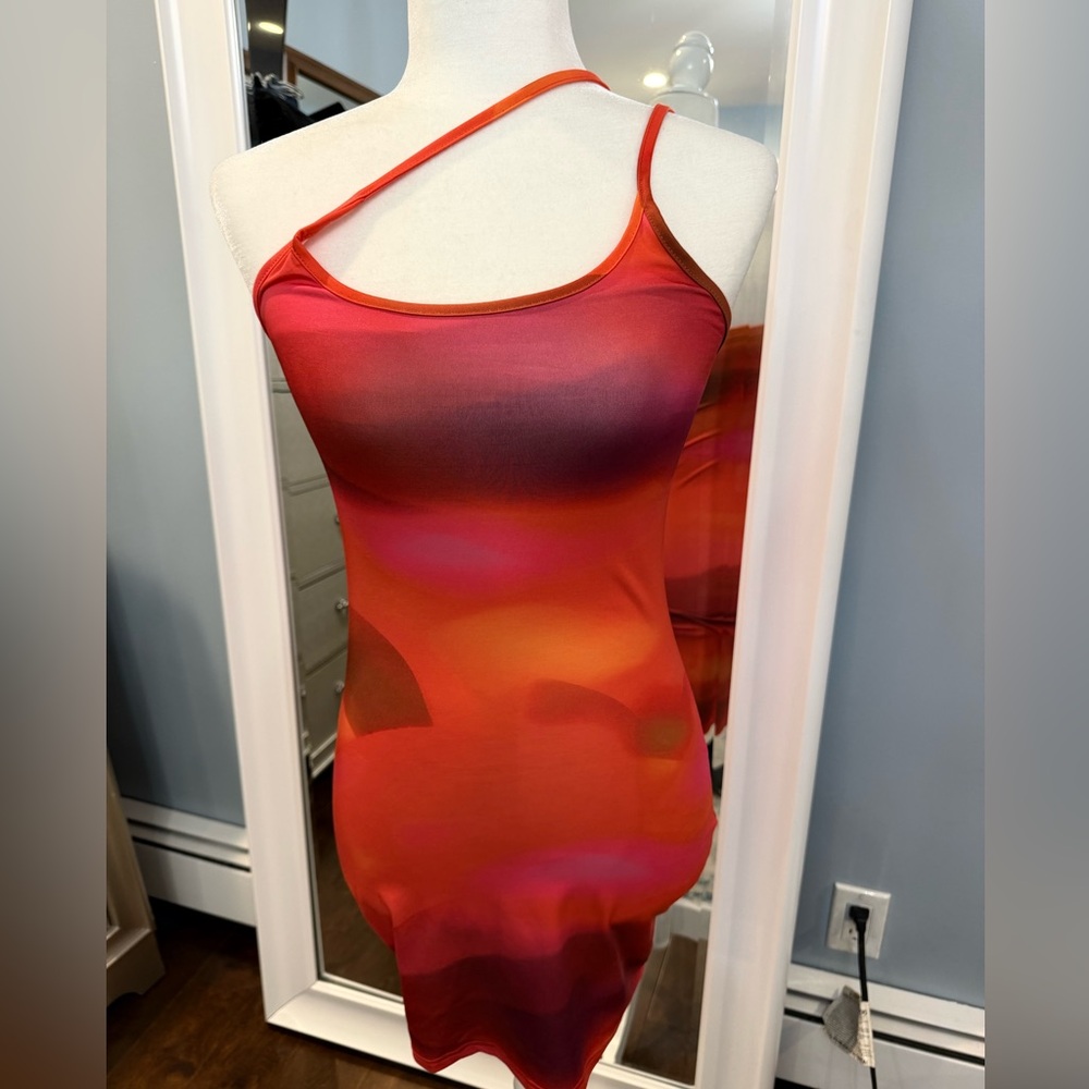 PrettyLittleThing Vibrant Pink and Orange Dress